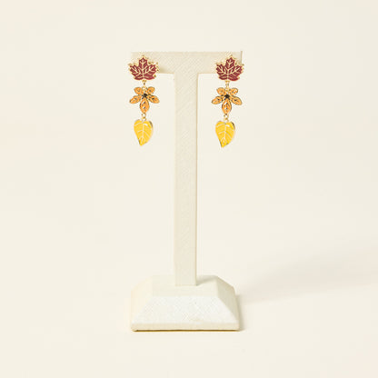 Falling Leaves Drop Post Back Earrings