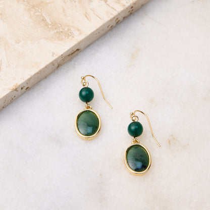 Green Dainty Drop Earrings