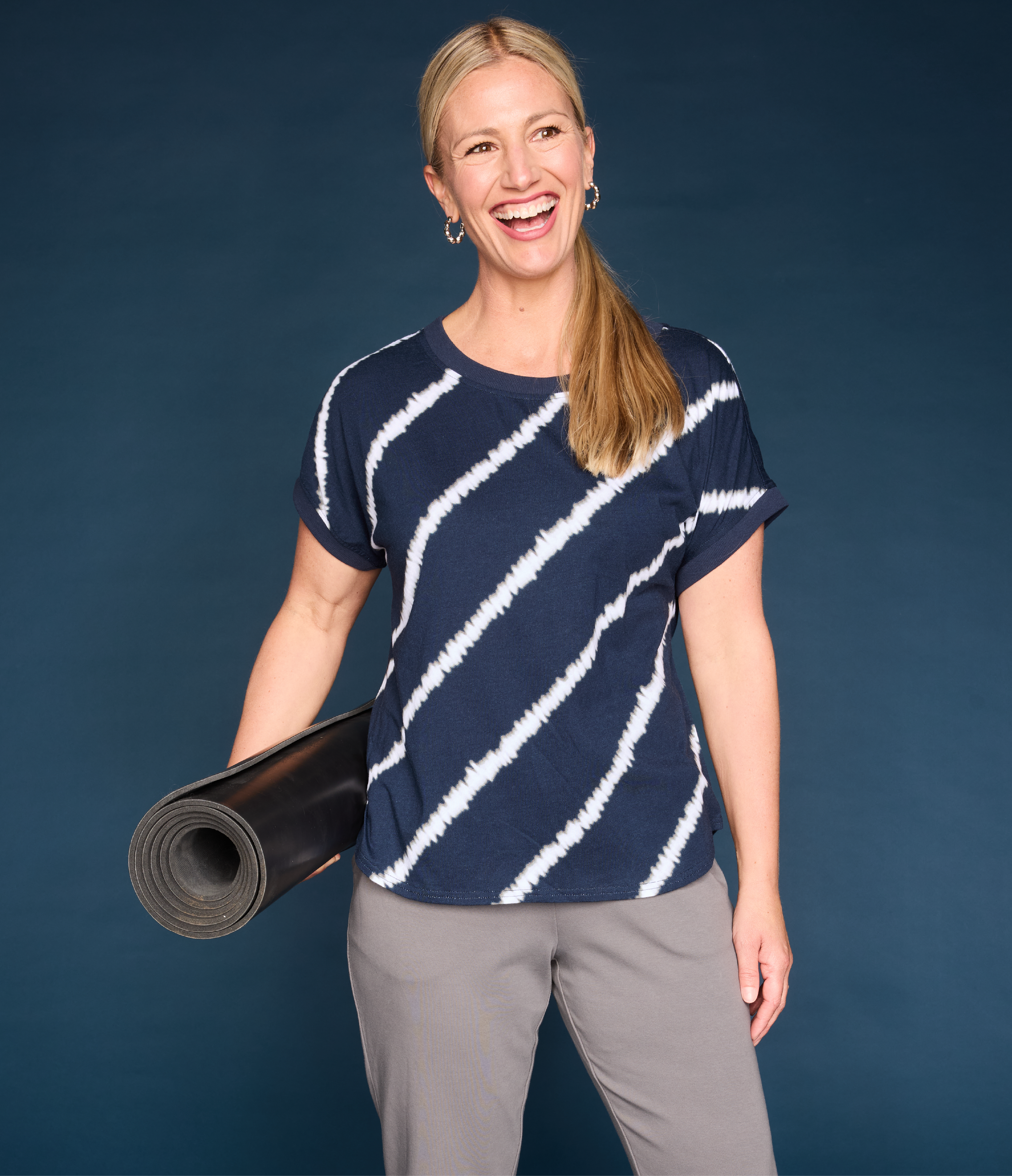Explore our Relaxed Restyled collection! Featuring a blue stripe dye tee.