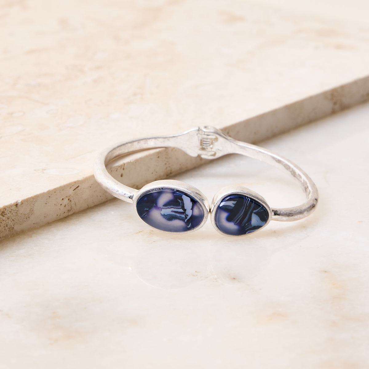 Hinged Cuff Blue Bracelet