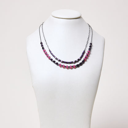 Double Layered Purple Multi Beaded Necklace