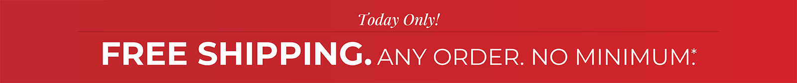 Today Only! Free Shipping. Any Order. No Minimum.