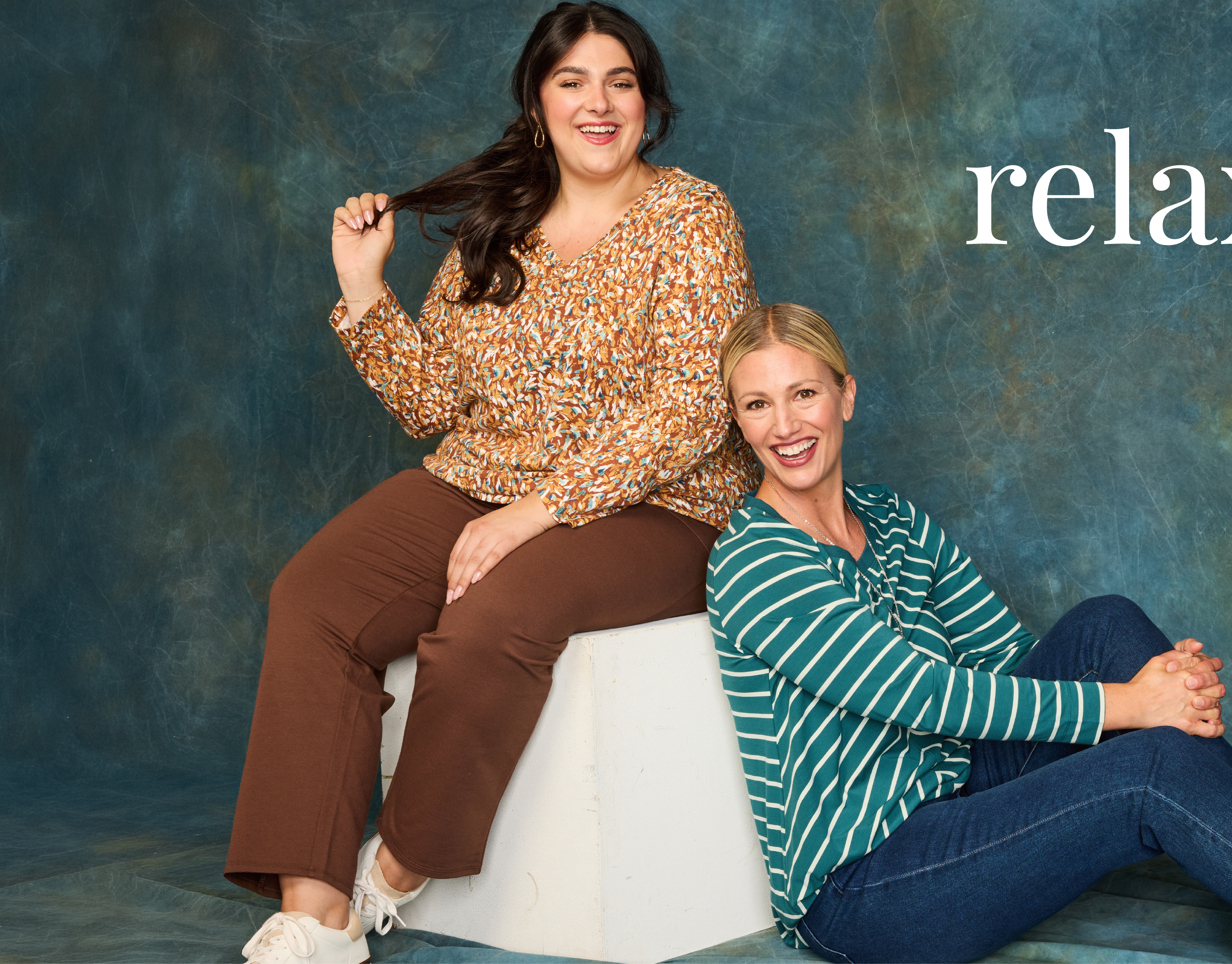 Explore our relaxed restyled collection! Featuring an assortment of comfy and stylish tops and bottoms.