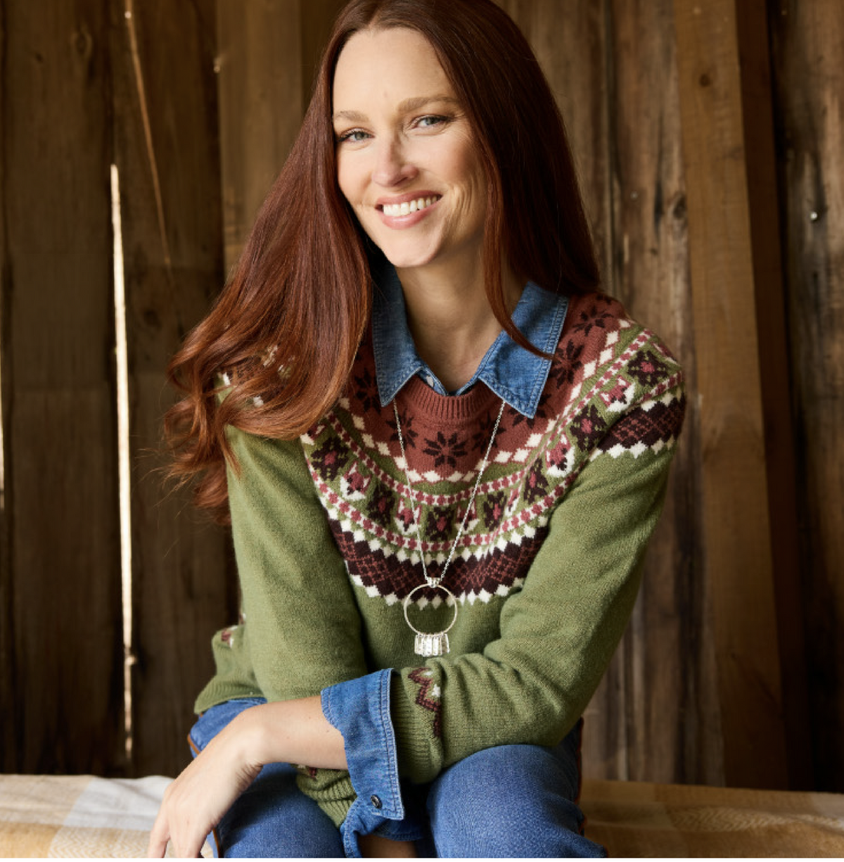 Featuring a green fair isle sweater!