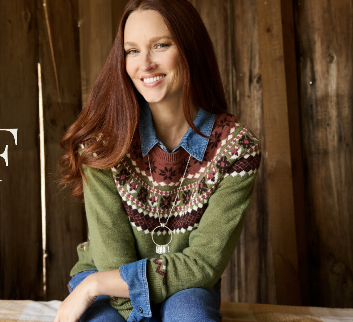 Featuring a green fair isle sweater!