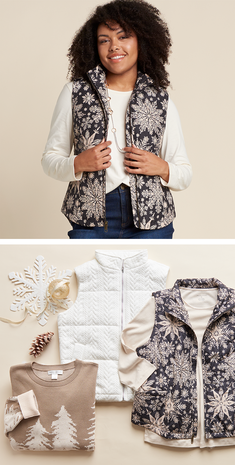 Featuring an assortment of cozy tops and vests!