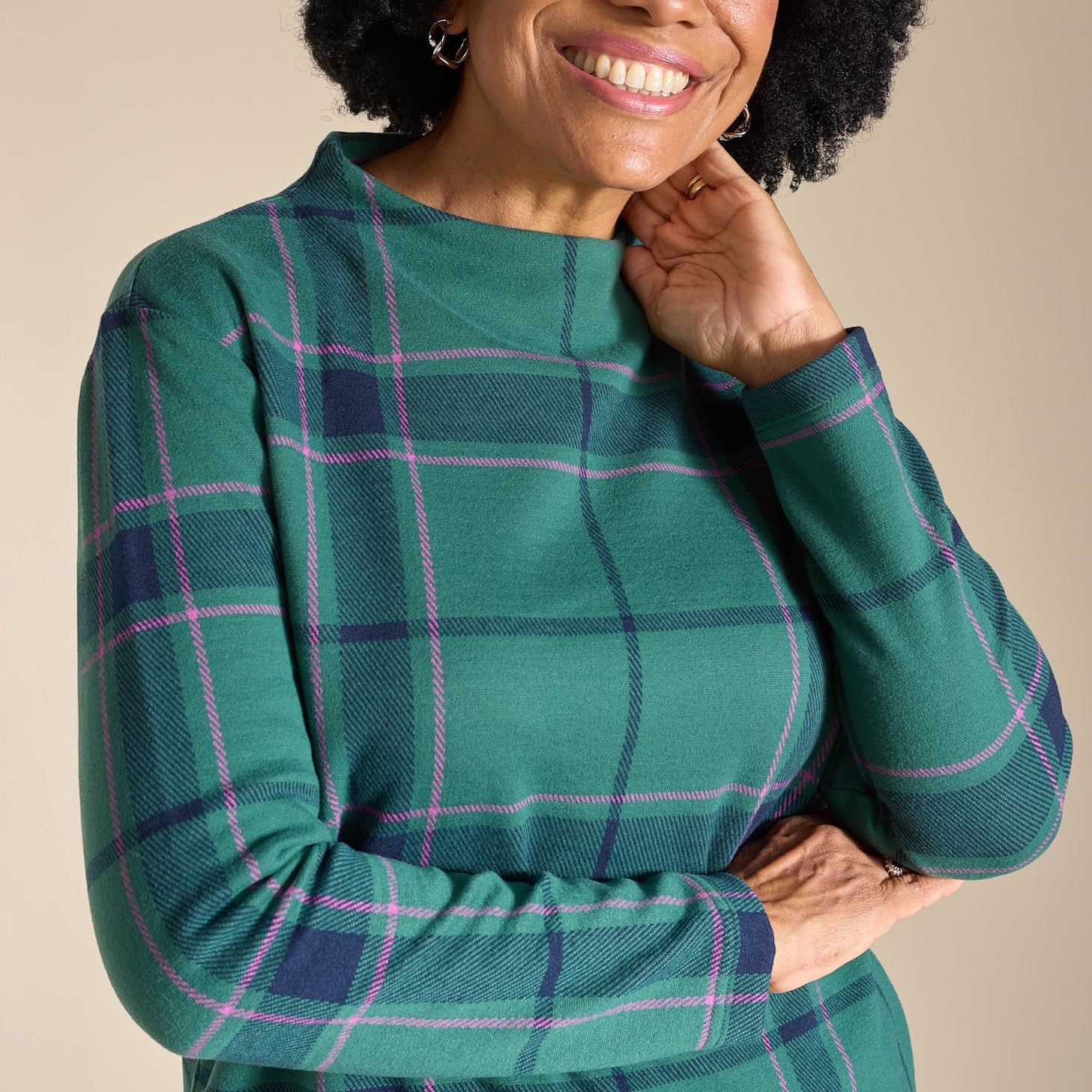 Plaid Long Sleeve Mock Neck Top – Christopher & Banks