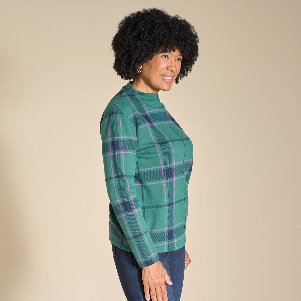 Plaid Long Sleeve Mock Neck Top – Christopher & Banks