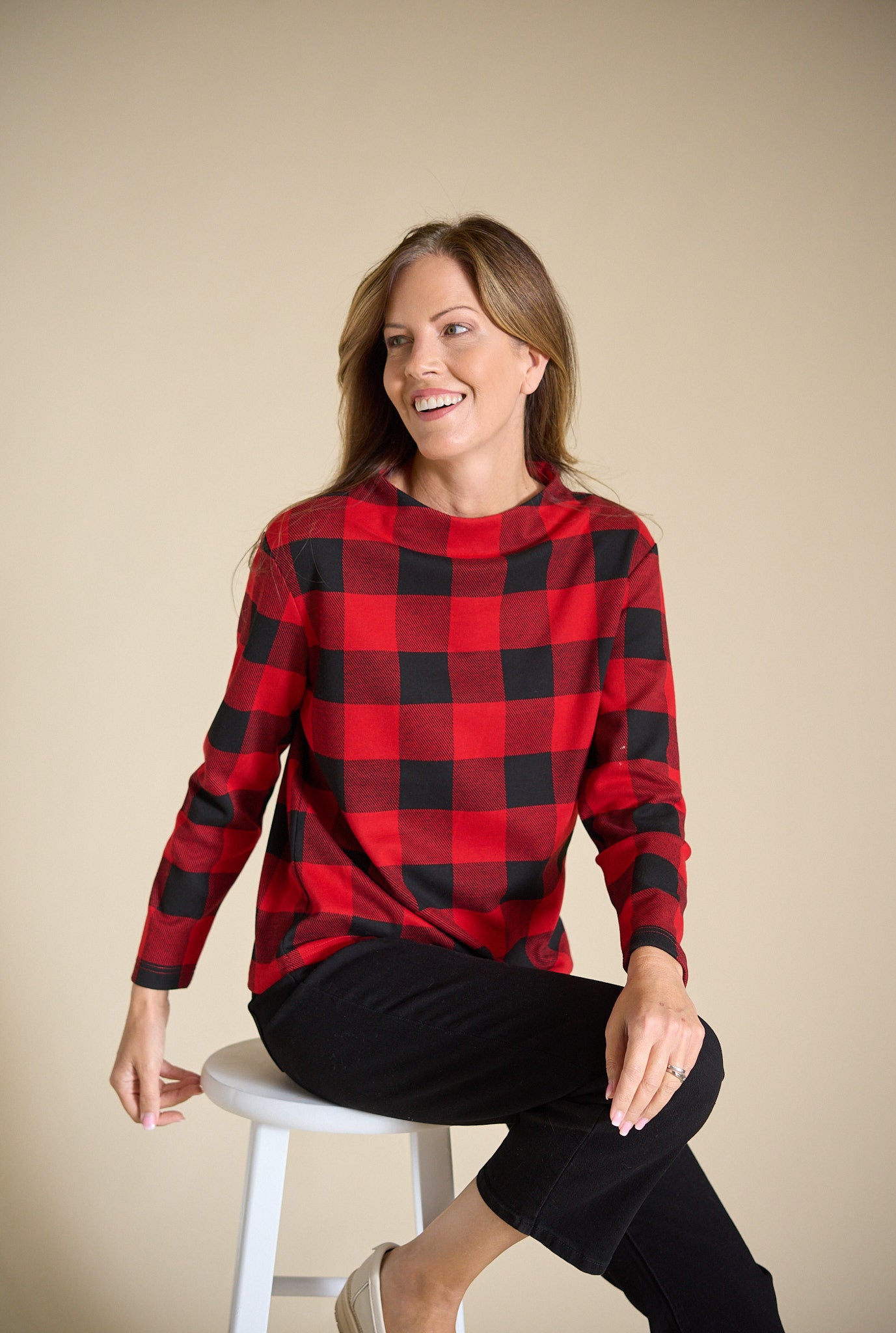 Plaid Long Sleeve Mock Neck Top – Christopher & Banks