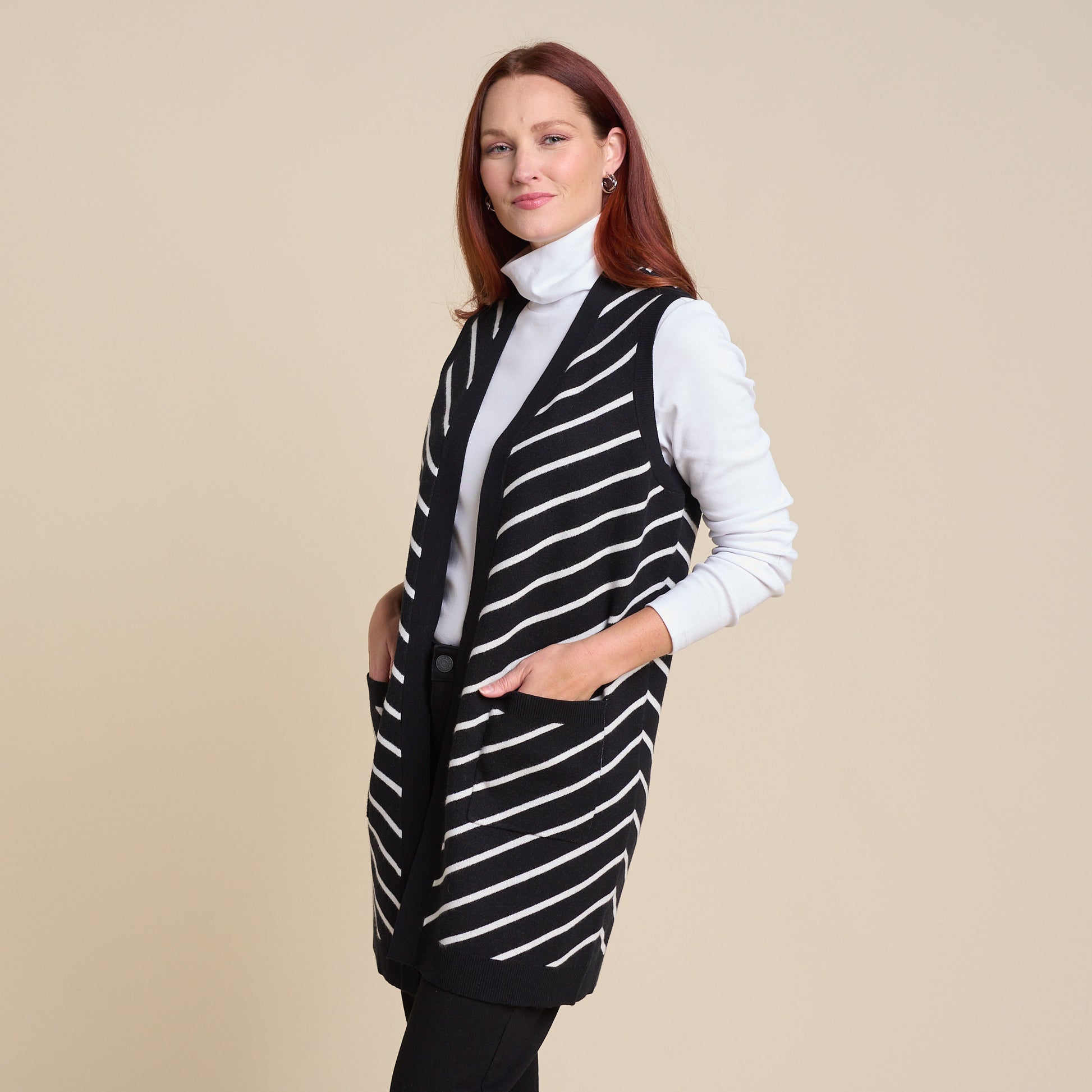 Open Front Sweater Vest Black / S Open Front Sweater Vest Black / S