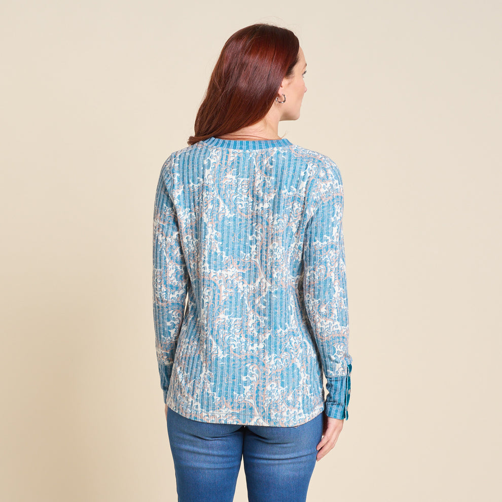 Floral Print Rib Knit Long Sleeve Tee – Christopher & Banks