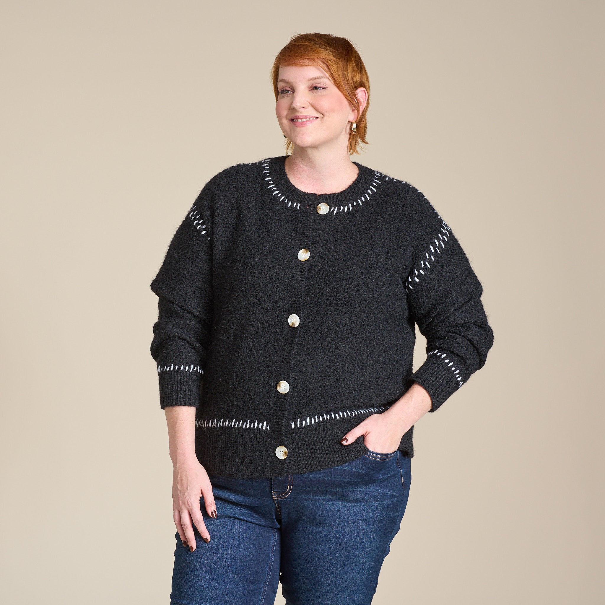 Whipstitch Button Front Cardigan – Christopher & Banks