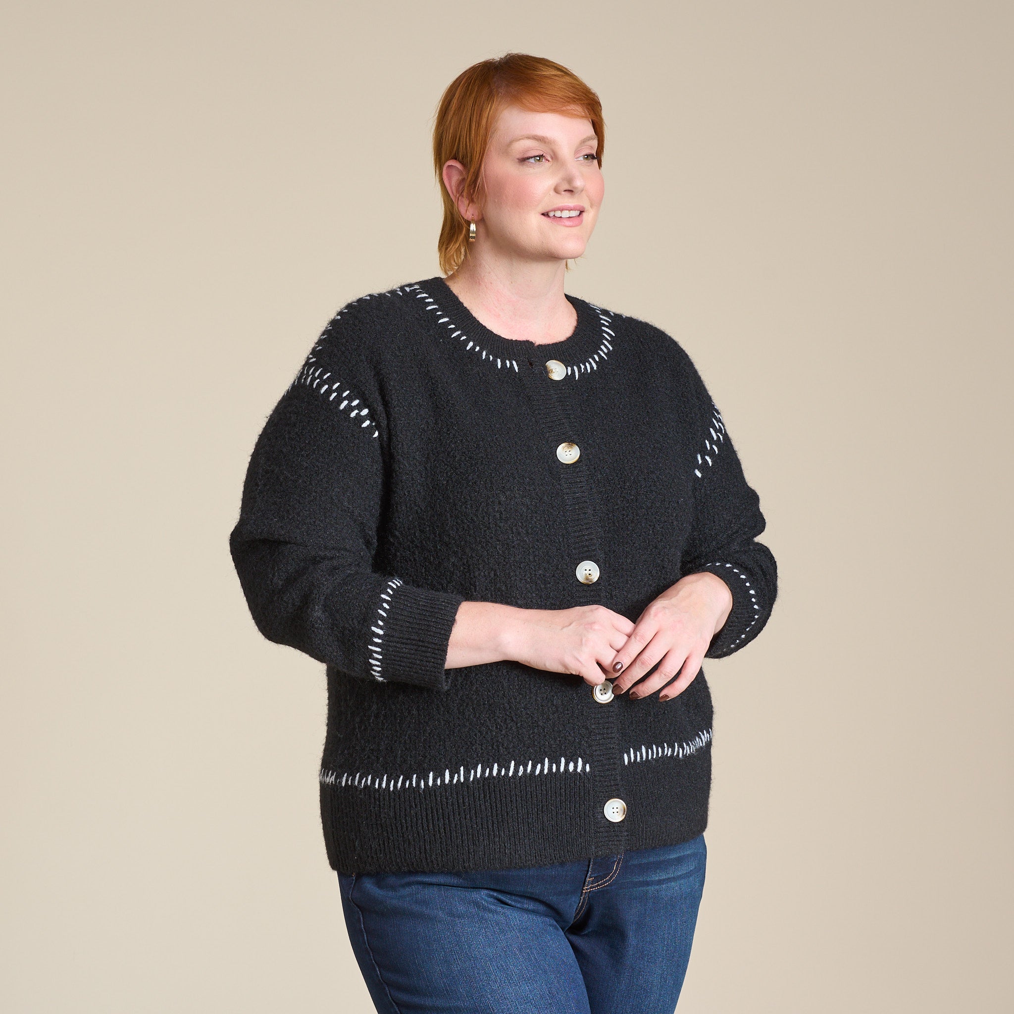Whipstitch Button Front Cardigan – Christopher & Banks