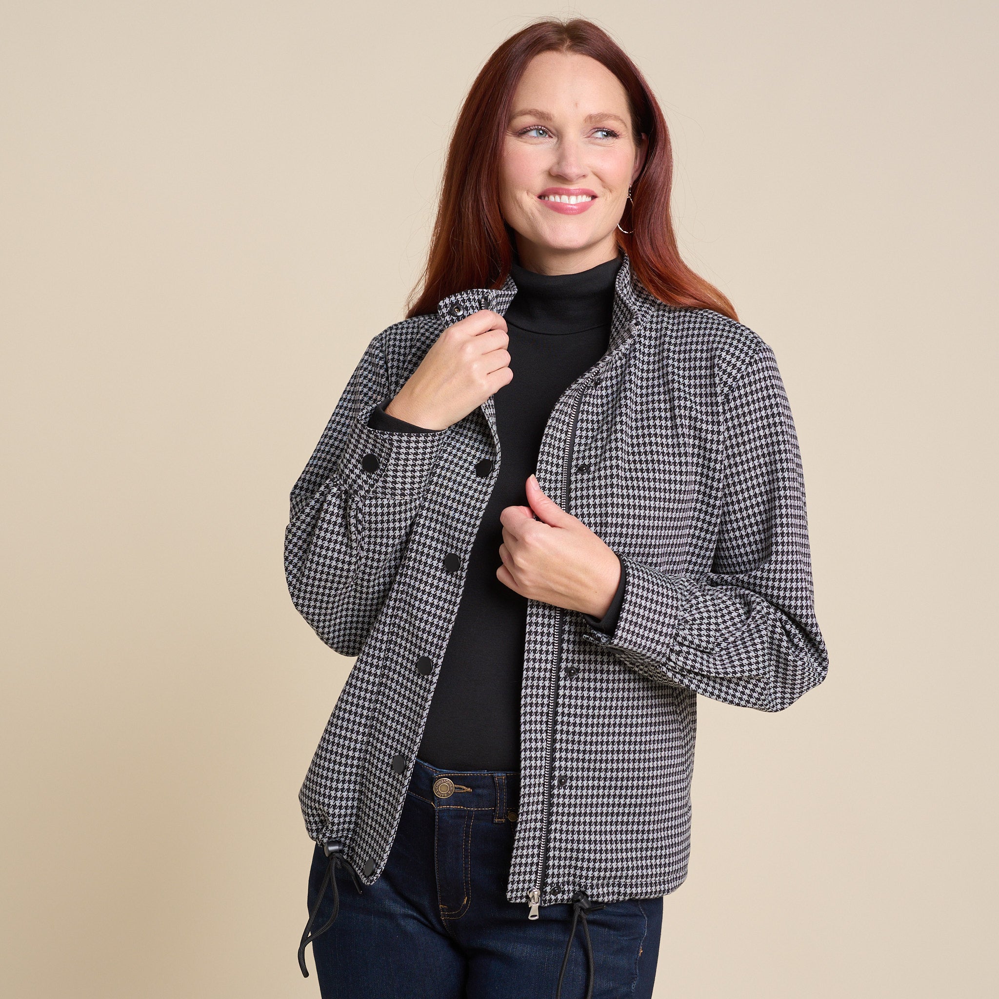 Houndstooth Printed Jacket – Christopher & Banks