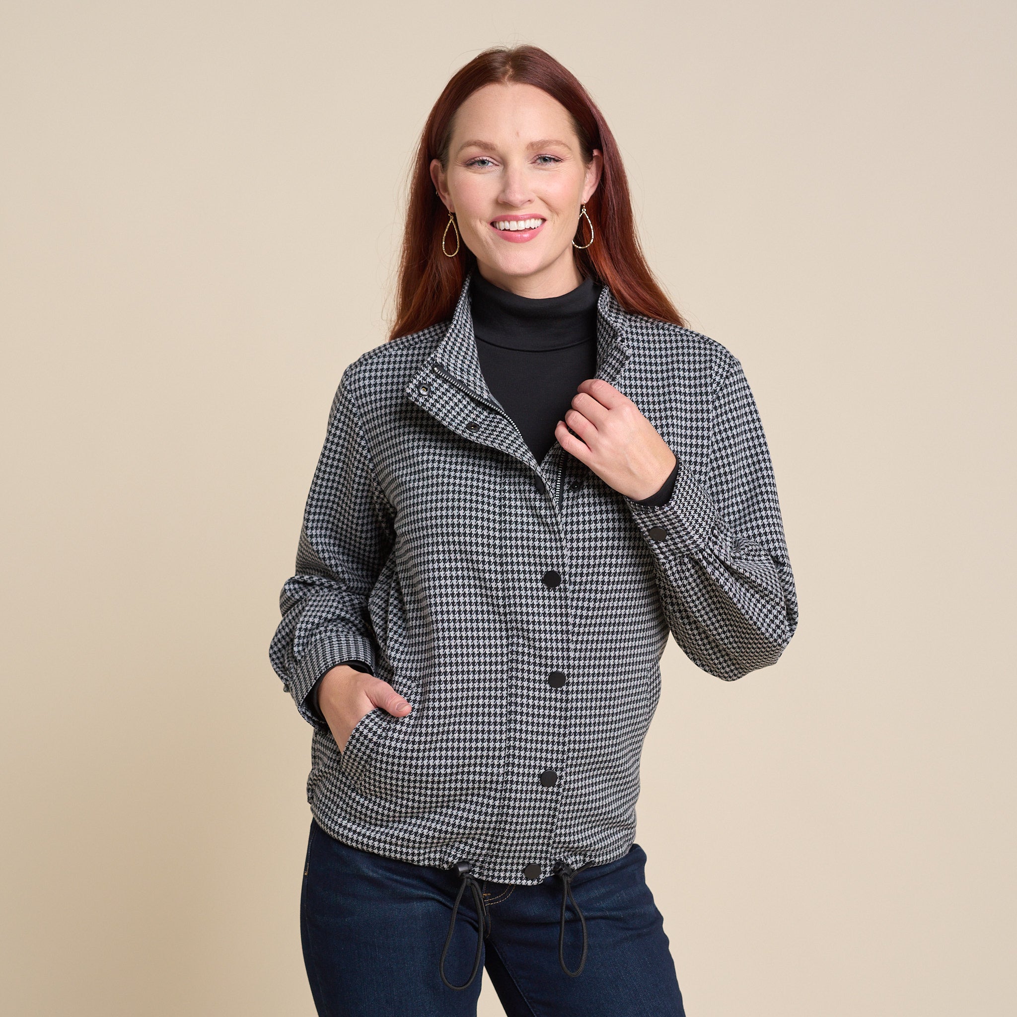 Houndstooth Printed Jacket – Christopher & Banks