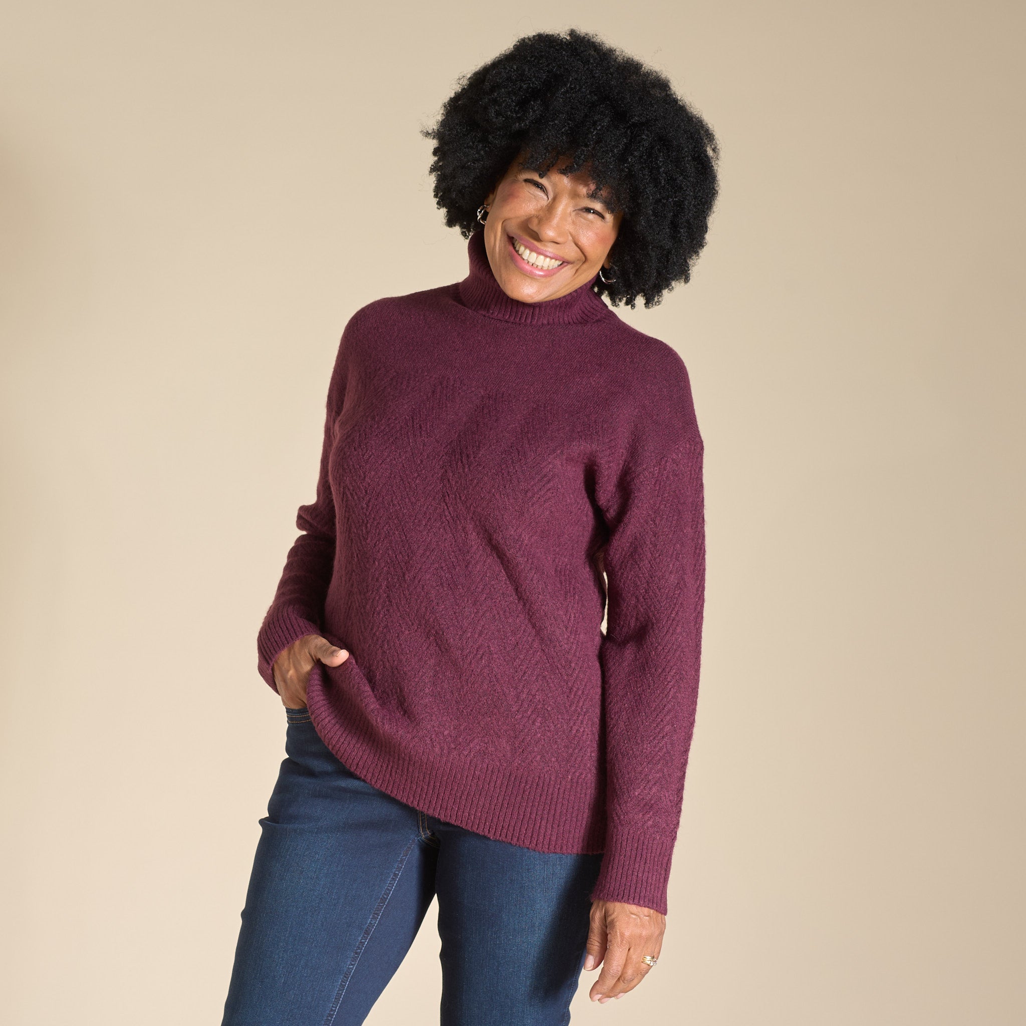 Chevron Stitch Turtleneck Sweater – Christopher & Banks
