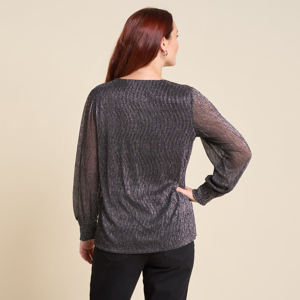 Bodre V Neck Shirred Sleeve Blouse – Christopher & Banks