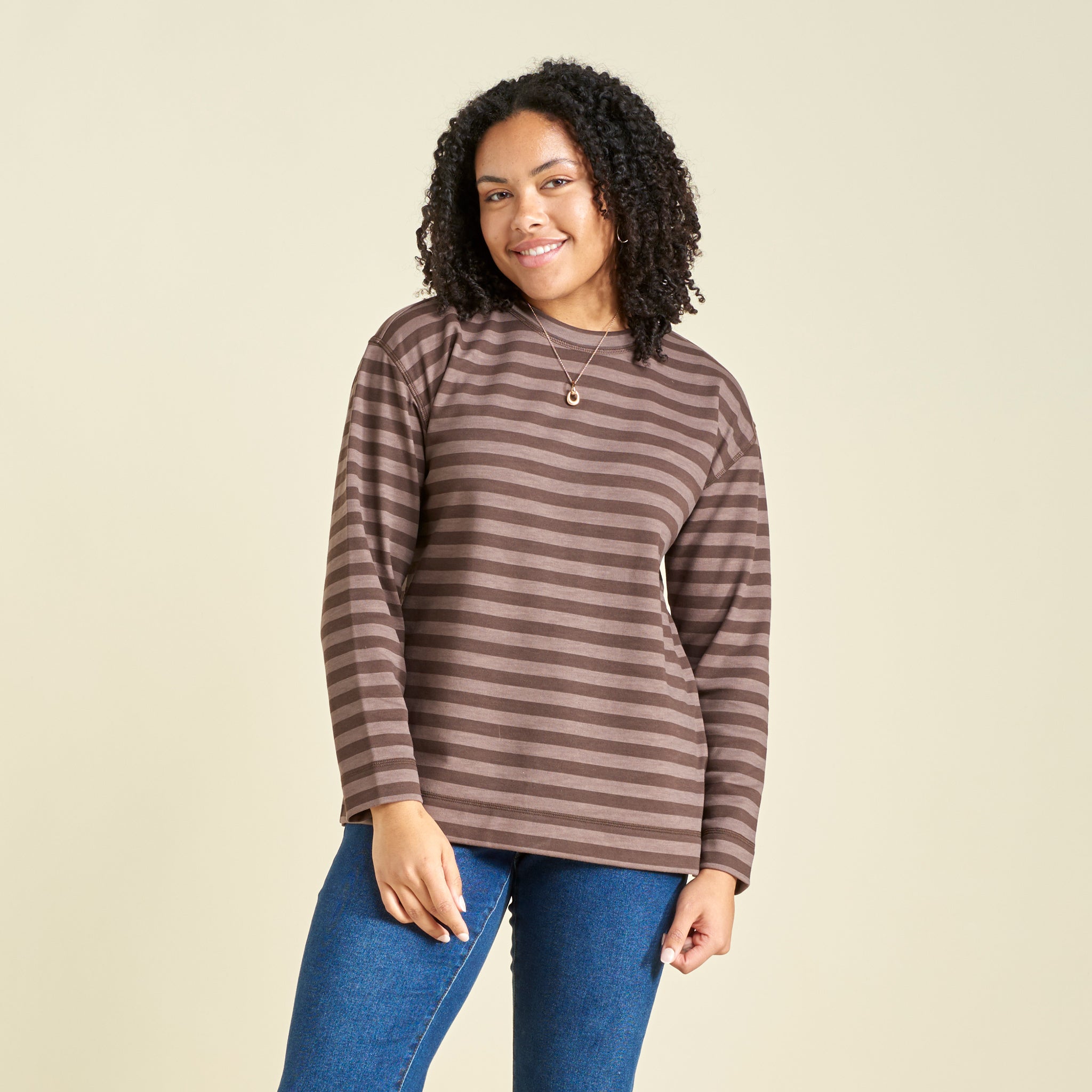 トップス rerunstreetwear STRIPED LONG SLEEVE Stripe Crew Neck Long Sleeve Sweatshirt – Christopher & Banks