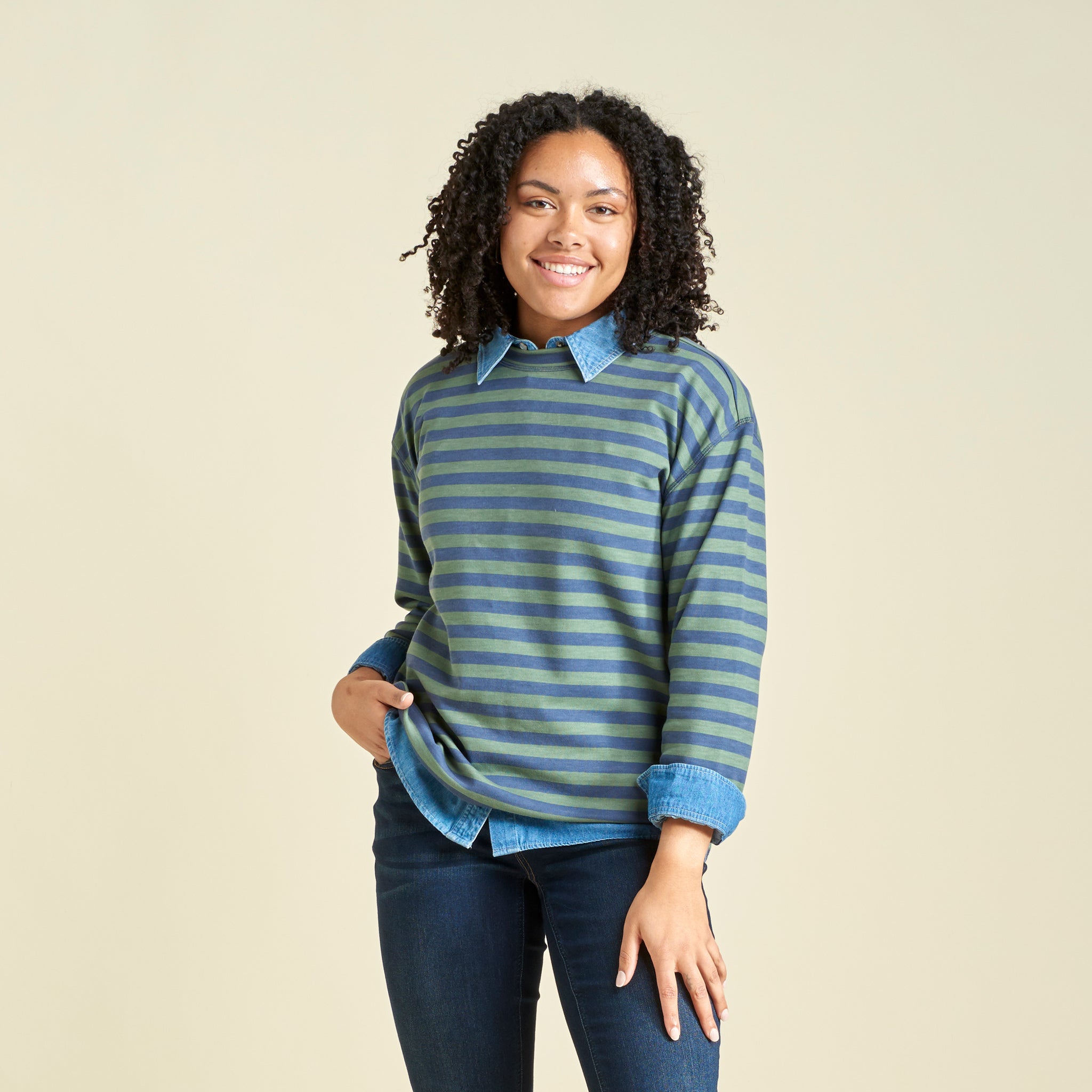 Stripe Crew Neck Long Sleeve Sweatshirt – Christopher & Banks
