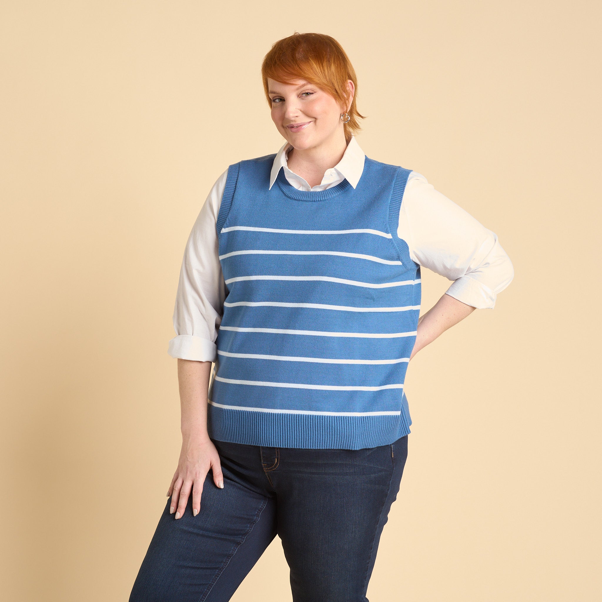 Stripe Crew Neck Sweater Vest – Christopher & Banks