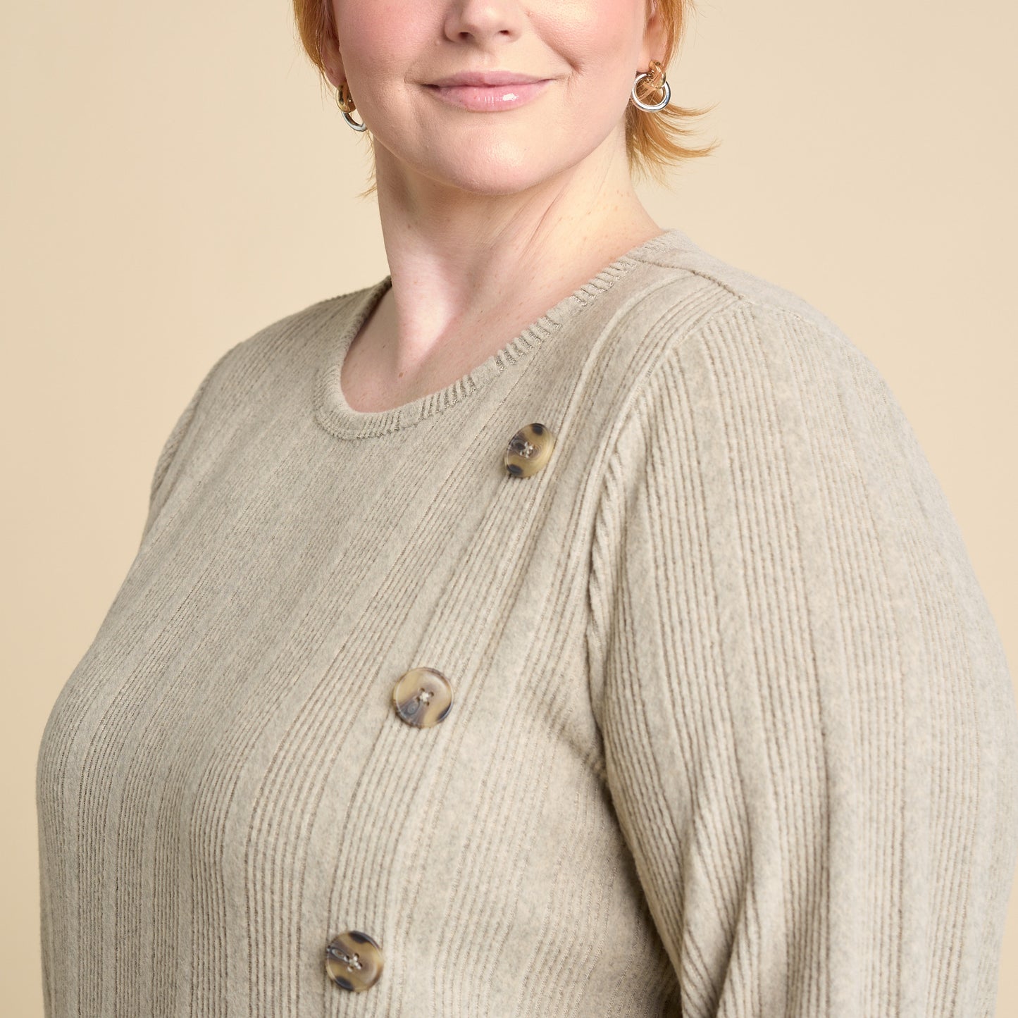 Oatmeal Button Detail Women