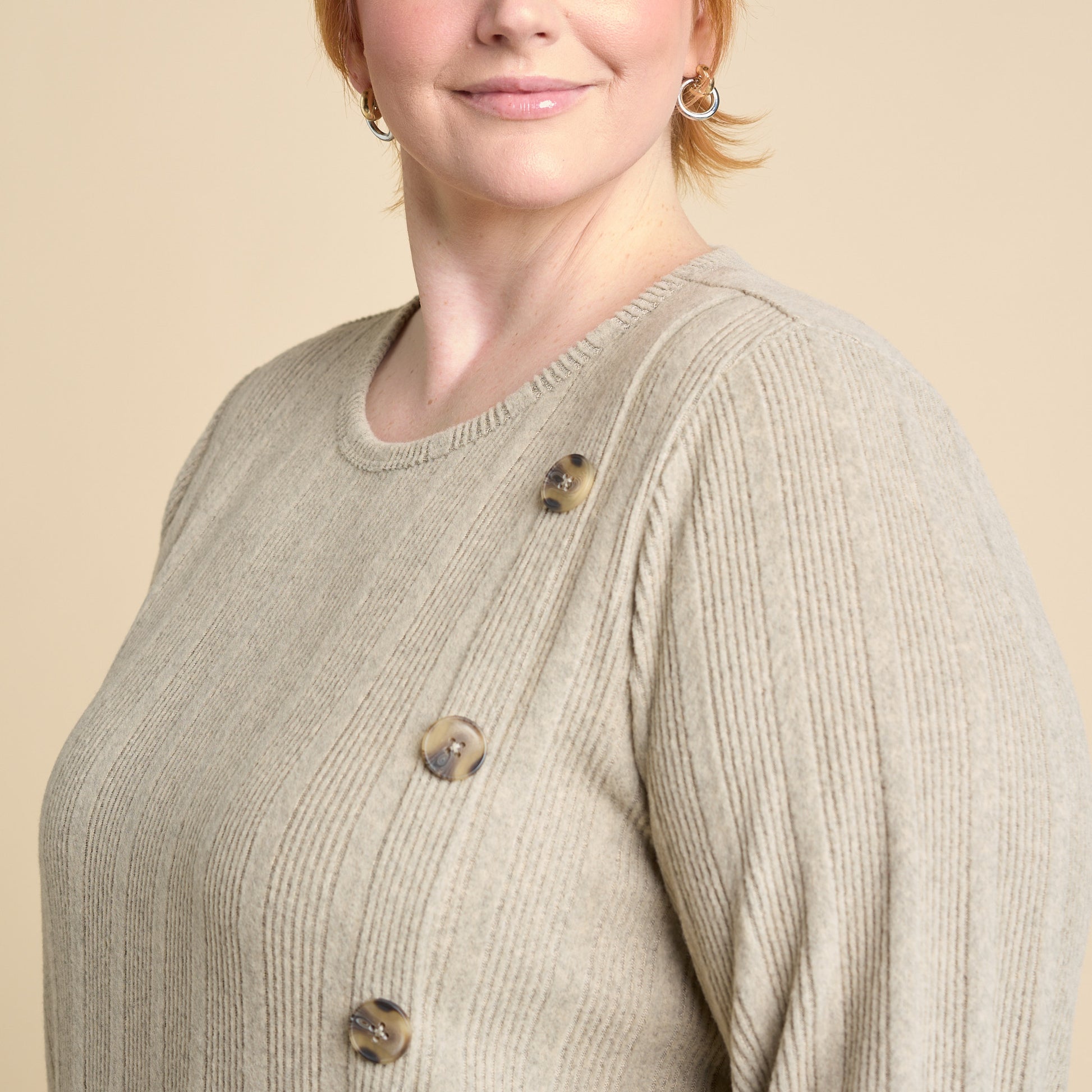 Oatmeal Button Detail Women