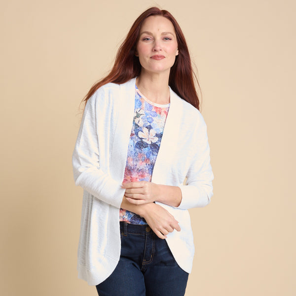 Slub Knit Curved Hem Long Sleeve Cardigan – Christopher & Banks