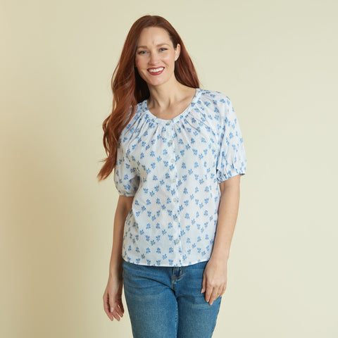 Floral Clip Dot Button Front Peasant Top – Christopher & Banks