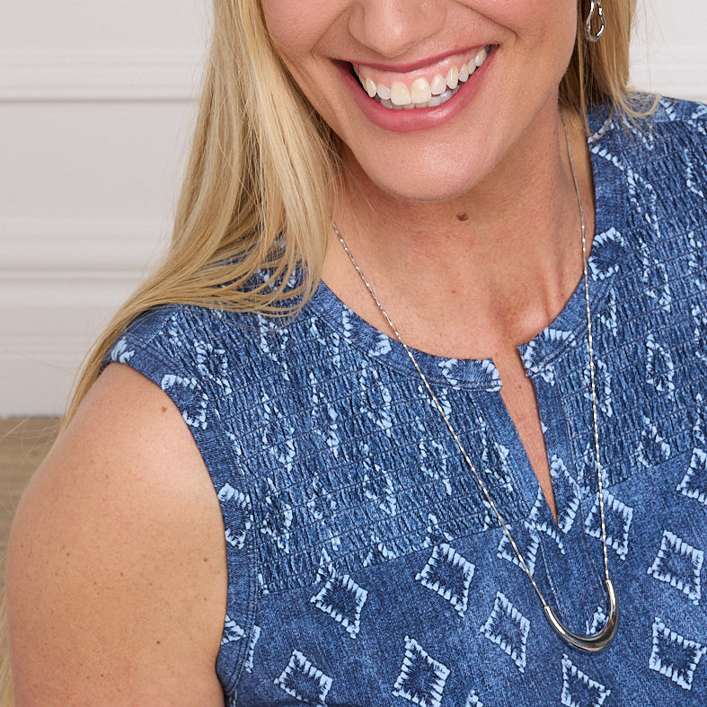 Faded Denim Neckline Detail Missy