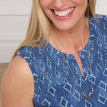 Faded Denim Neckline Detail Missy