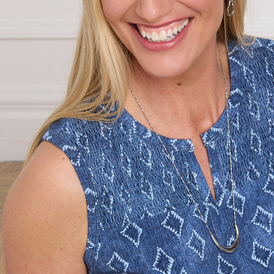 Faded Denim Neckline Detail Missy