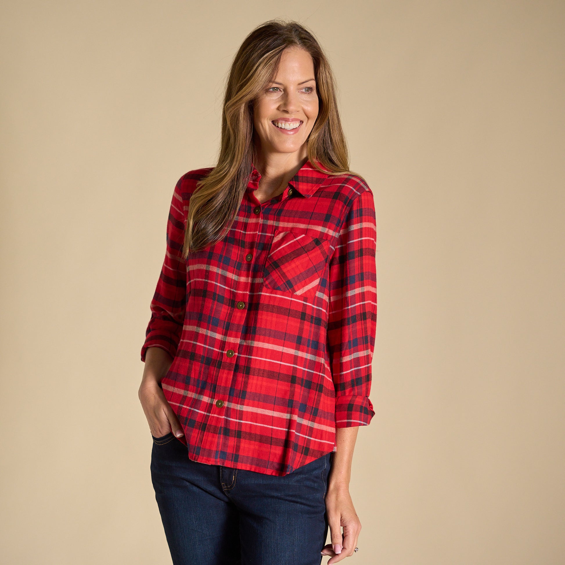red and black plaid dress shirt Men's Kurt Plaid Flannel Shirt in Red