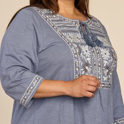 Serene Blue Embroidery Detail Women