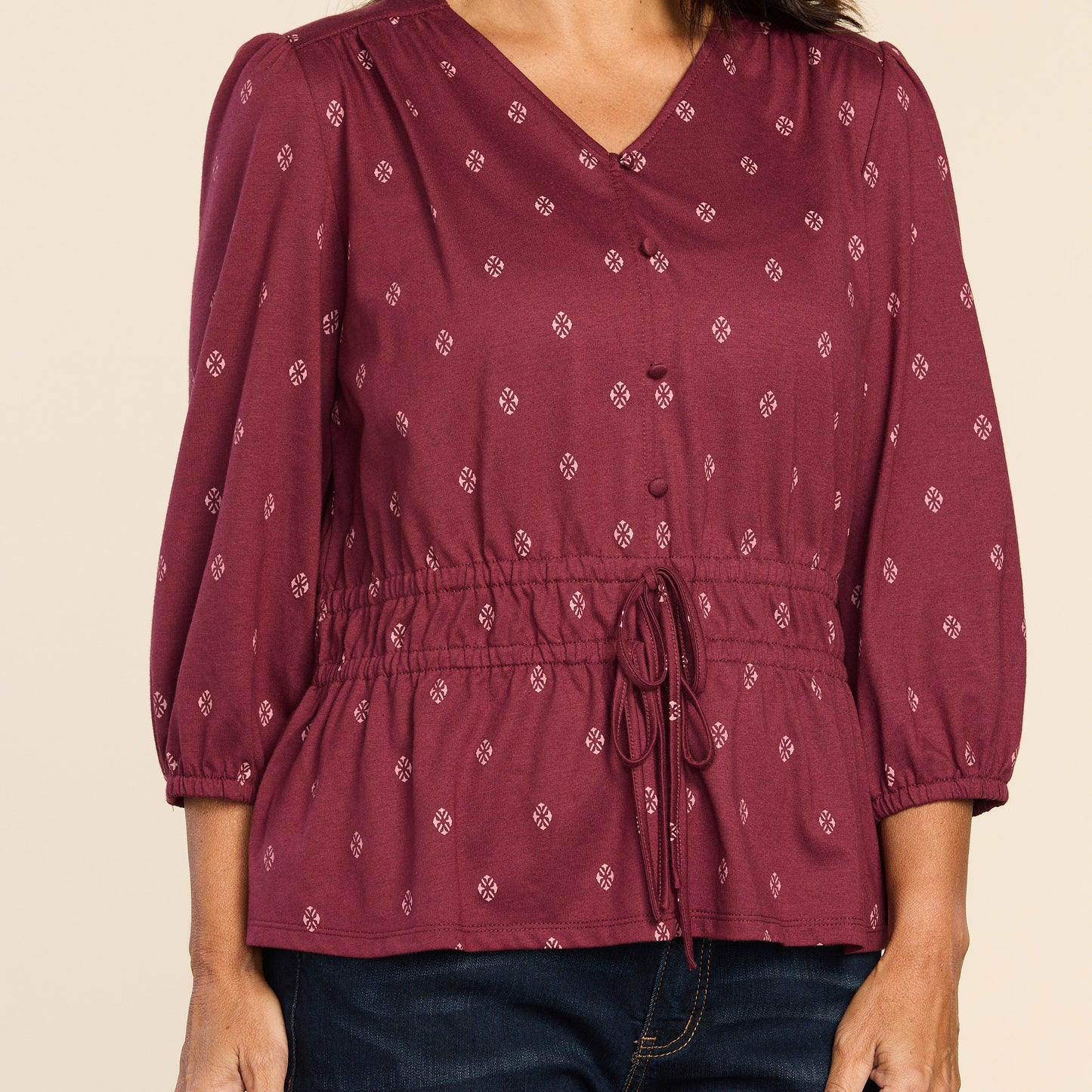 Burgundy Print Detail Missy