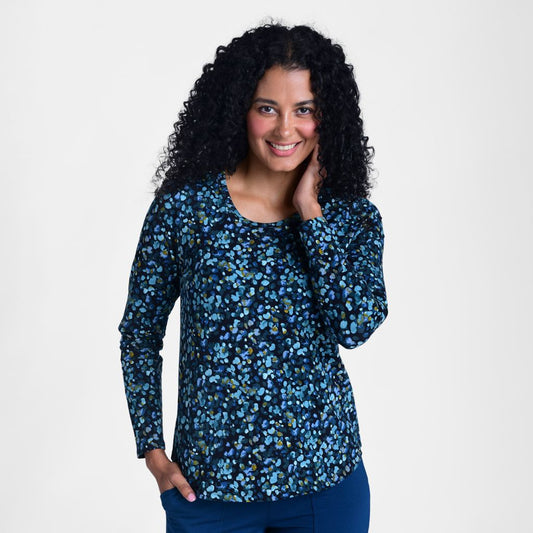Relaxed Restyled Dot Printed Curved Hem Tee
