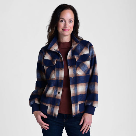 Plaid Snap Front Bomber Jacket