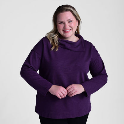 Split Collar Button Shoulder Top