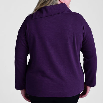 Split Collar Button Shoulder Top