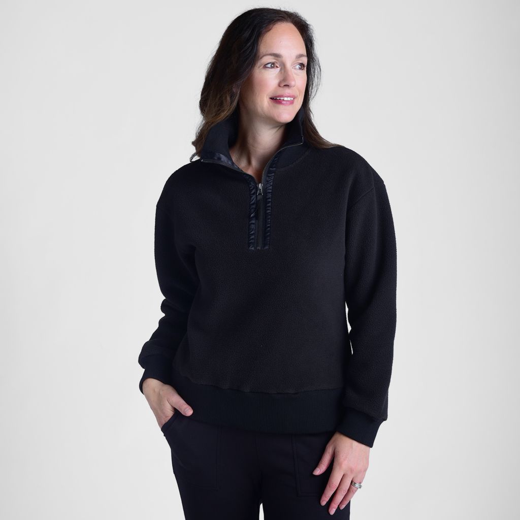 Relaxed Restyled Side Zip Sherpa Sweater