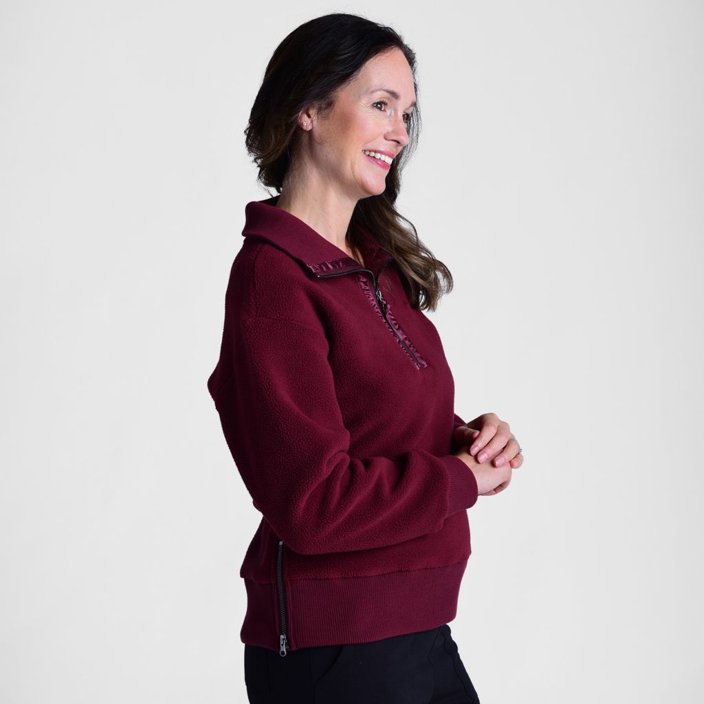 Relaxed Restyled Side Zip Sherpa Sweater