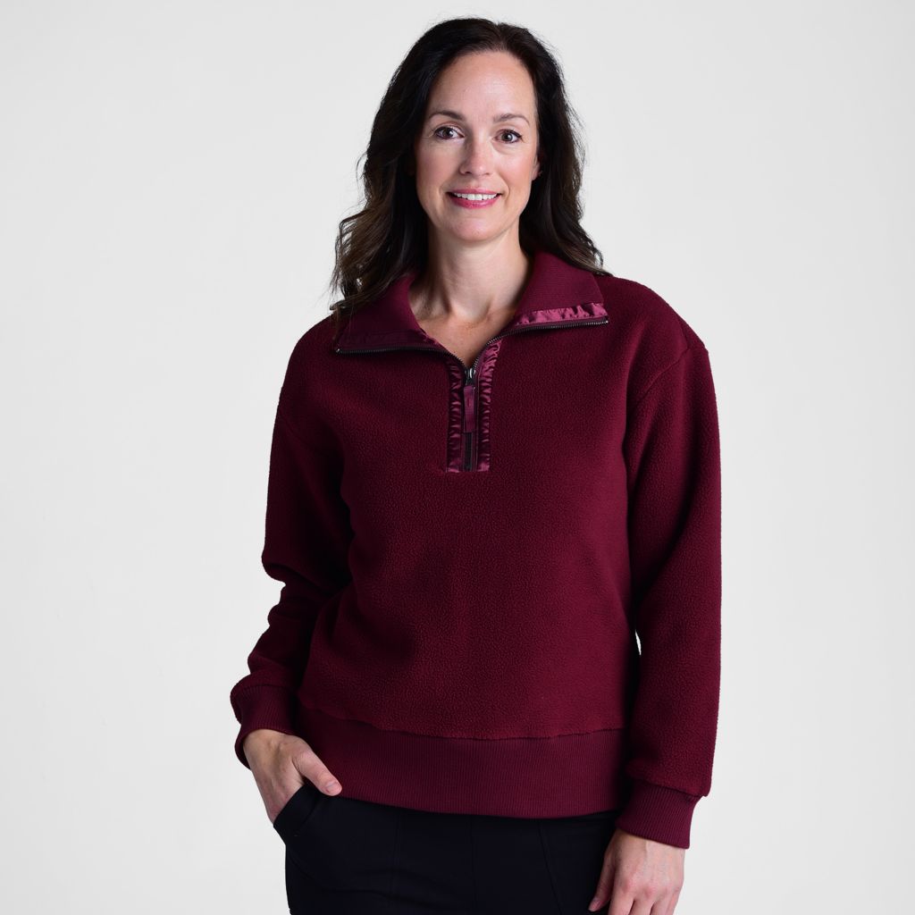 Relaxed Restyled Side Zip Sherpa Sweater