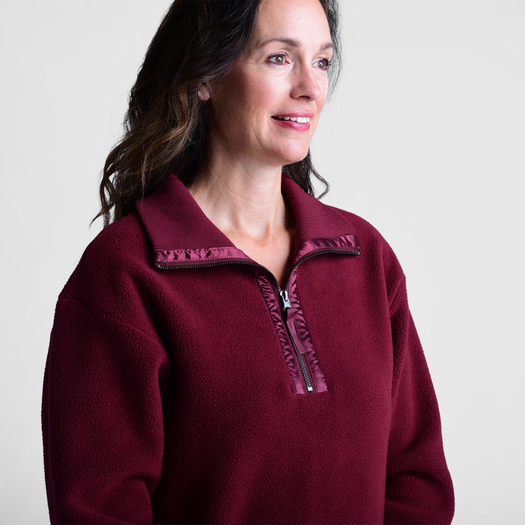 Relaxed Restyled Side Zip Sherpa Sweater