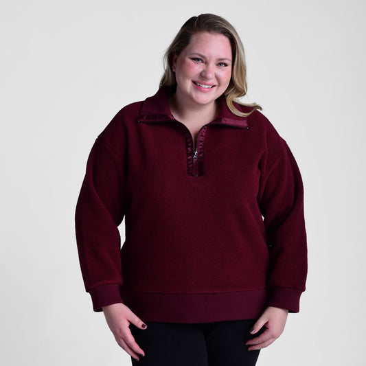 Relaxed Restyled Side Zip Sherpa Sweater