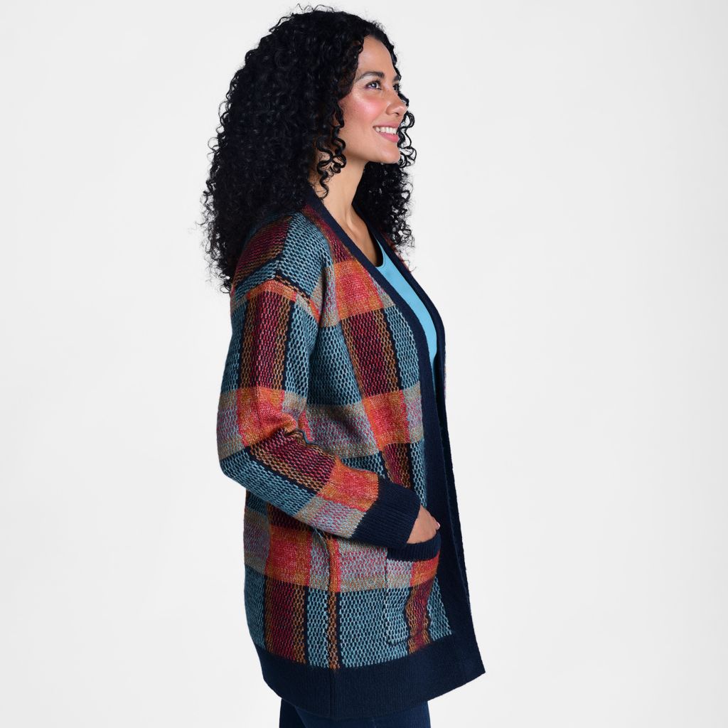 Plaid Patch Pocket Cardigan