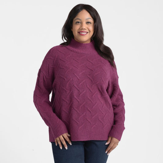 Cable Knit Mock Neck Sweater