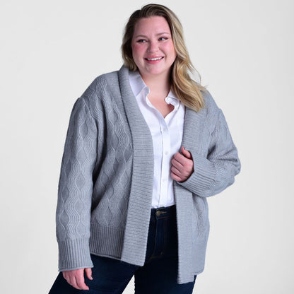 Ribbed Trim Open Front Cardigan