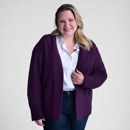 Ribbed Trim Open Front Cardigan