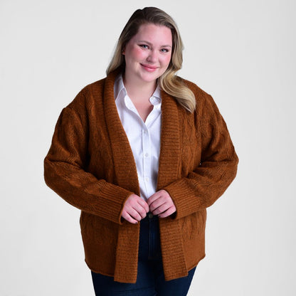 Ribbed Trim Open Front Cardigan
