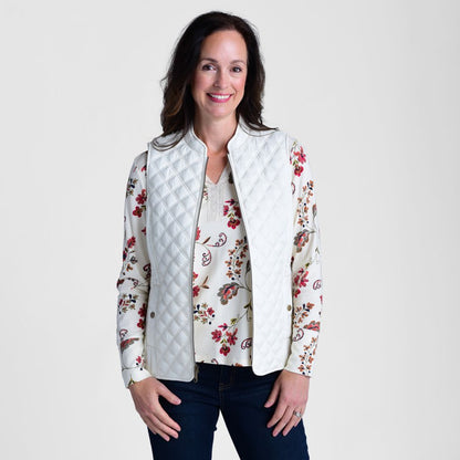 Mixed Quilting Zip Front Vest