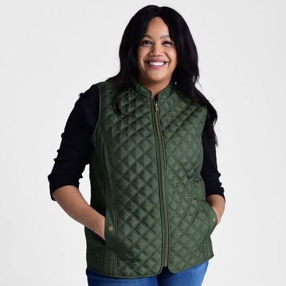 Mixed Quilting Zip Front Vest